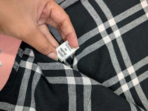 Black &amp; White Checkered Tie-Front Shirt