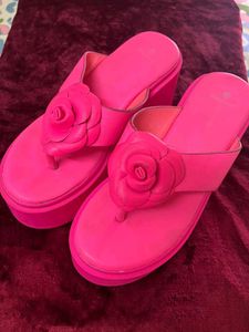 NoHot Pink Platform Flip Flops
