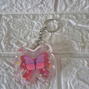 Cute Butterfly lip gloss + blush Keychain