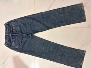 High-Waist Straight Leg Blue Jeans