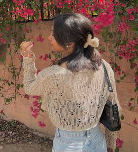 Sheer Knit Tie-Front Cardigan