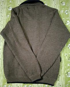 Vintage Olive Oswal Knit Zip-Up Winter Jacket