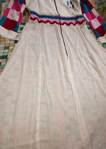 White long gown with Red skirt