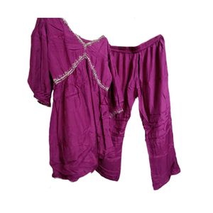 Purple Kurta Set with Embellishments