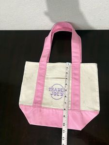 Trader Joe's Canvas Tote Bag Pink Trim