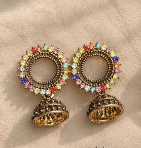 Oxidised Jhumka Earrings &amp; golden touch Bangles