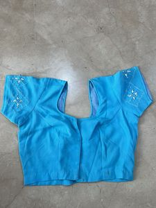 Blue Embellished Saree Blouse
