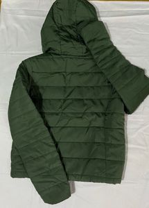 Green Puffer Jacket with Hood