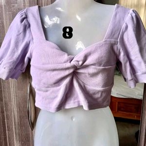 Lavender Knot-Front Crop Top