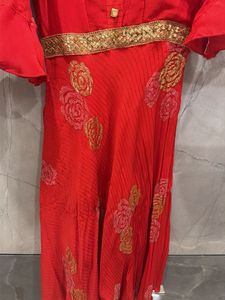 Vibrant Red Floral Kurta Set
