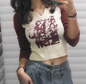 Retro Graphic Print Long Sleeve Top