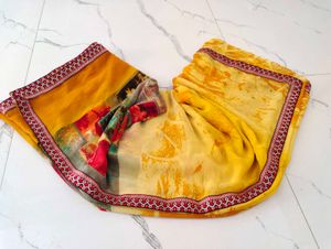 Vibrant Floral Patchwork Saree