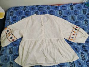 cotton embroidered peplum blouse