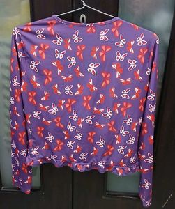 Sweater Butterfly Print V-Neck Top