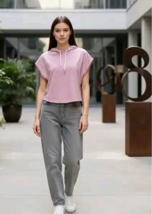 Casual Pink Sleeveless Hoodie Top