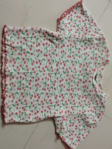 Cute Cherry Print Cropped Top