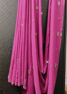 Price Drop 💥 Magenta Saree With Heavy Stone Work!