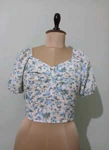 Floral Smocked Crop Top with Tie
