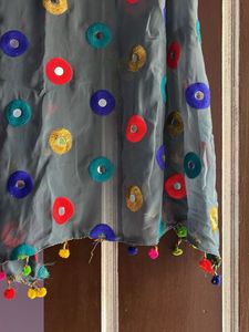 Colorful Embroidered Sheer Kurta shrug