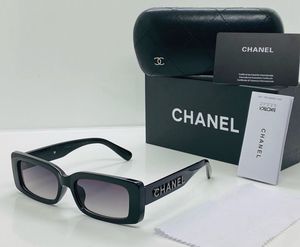 CHANEL Black Rectangular Sunglasses