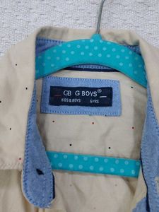 Boys' Beige Dotted Button-Up Shirt
