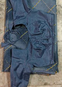 Blue Paisley Print Saree