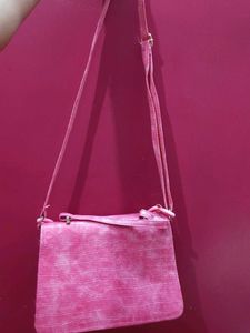 Stylish Pink Croc Embossed Handbag