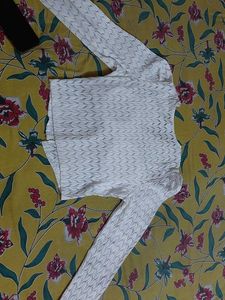 Elegant padded White Lace Blouse
