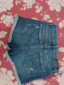 Blue Denim High Rise Shorts