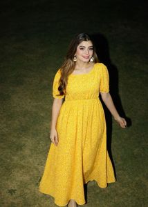 Yellow Floral Puff Sleeve Maxi Dress