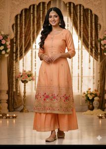 Elegant Peach Kurta Set with Dupatta