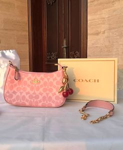 Coach Pink Signature Cherry Charm Shoulder Bag🍒