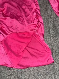 Hot Pink One-Shoulder Ruched Mini Dress