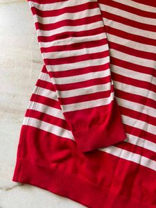 Red &amp; White Striped Knit pullover