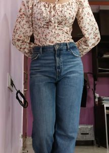 Chic Floral Print Puff Sleeve Top