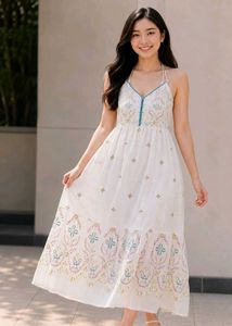 Embroidered White Sundress