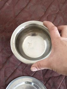 Vintage Stainless Steel Kadhai &amp; Plate Set