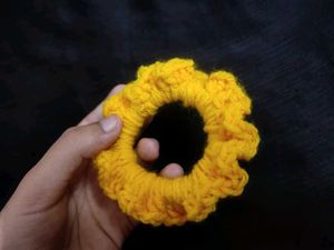 Handmade Yellow Crocheted Scrunchie💛