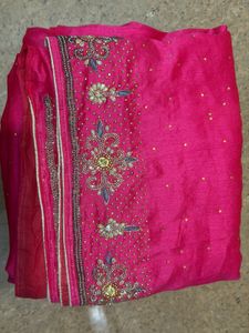 Exquisite Silk Saree - Vibrant Pink with Gold