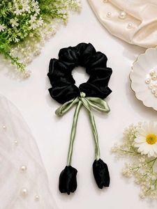 Elegant Black Scrunchie with Bow