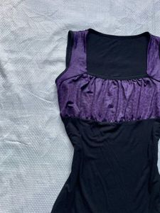 Sleek Square Neck Purple &amp; Black Tank Top