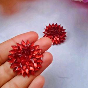 Red Crystal Stud Earrings