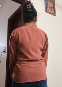 mauve Collared Button-Up formal Shirt for women