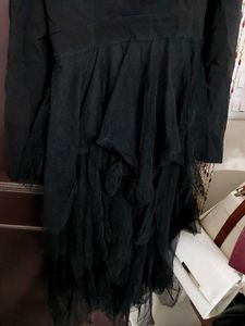 Black Modelling Style Ruffle Dress