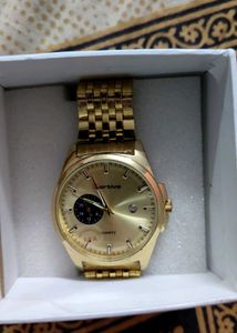 PORTIVE LUXURY GOLD CHAIN QUARTZ MENS WRIST WATCH
