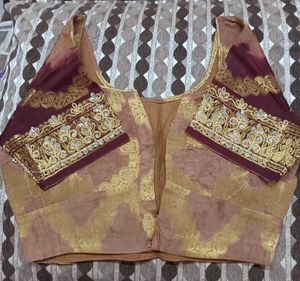 Embroidered Golden brown sari