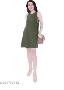 Olive Green V-Neck Sleeveless Mini Dress