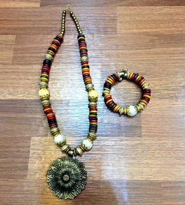 Jaipuri Lac Bead Necklace & Bracelet Set