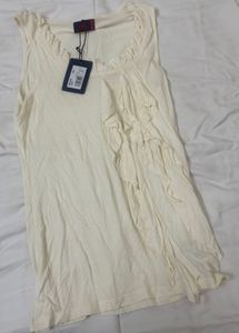 Cream Ruffled Sleeveless Top
