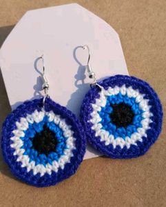 Crochet Evil Eye Earrings
